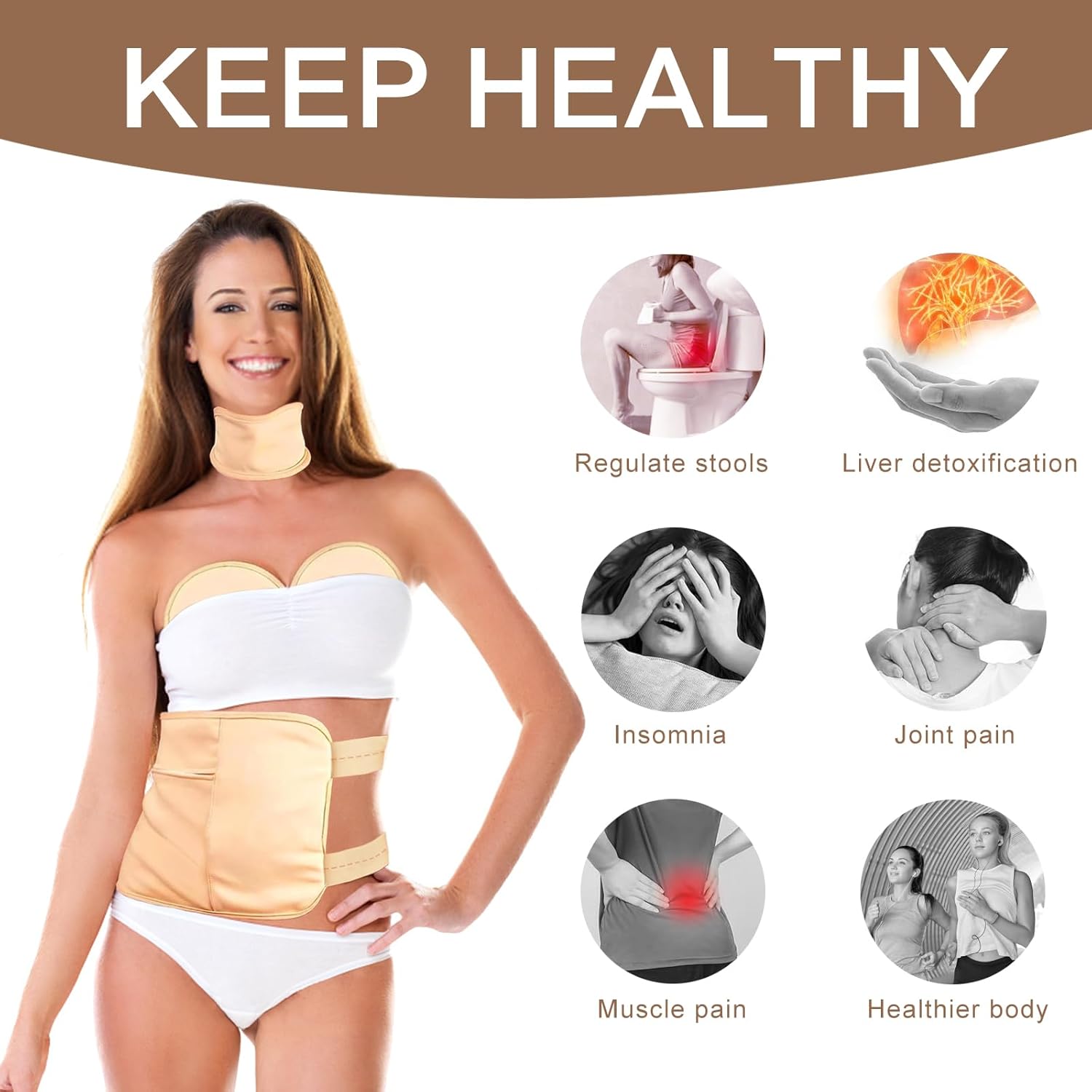 9 Pcs Castor Oil Pack Wrap Organic Cotton for Liver Detox, Stomach, Belly, Neck, Breast, Knee, Foot & Entire Body, Reusable Pads Kit for Hot/Cold Compress with Adjustable Elastic Strap